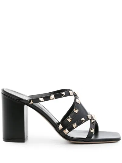 Valentino Garavani Women's Black Studded Slide Sandals For Ss24 Collection