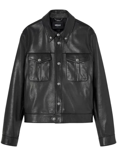 Versace Blouson Leather Soft In Black