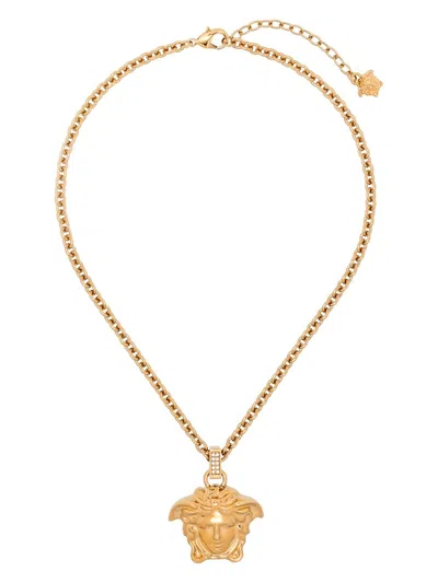 Versace Gold Medusa-head Motif Necklace For Men