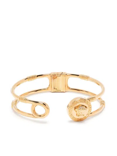 Versace Safety Pin Bracelet In Gold