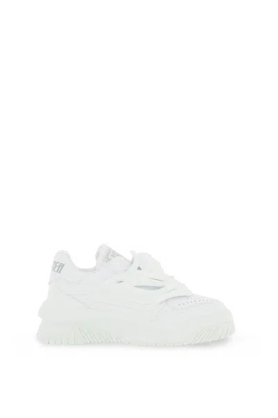 Versace Odissea Perforated Leather Slip-on Sneakers For Women In White