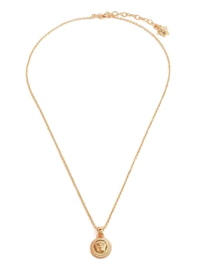 Versace Stylish And Elegant Pendant Necklace For Women In Metallic Gold For Fw23 In Grey