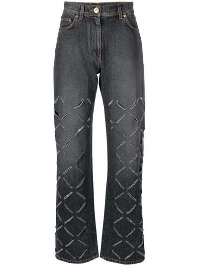 Versace Stylish Ss23 Denim Pants For Women In Maroon