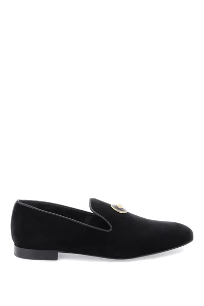 Versace Versatile And Luxurious Black Velvet Loafers For Men