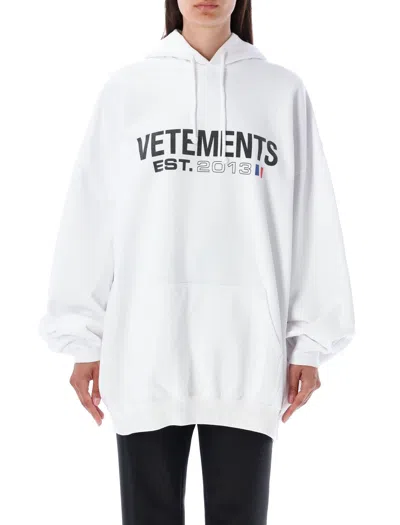 Vetements Hoodie With Flag Logo In White
