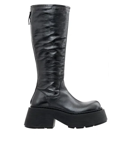 Vic Stylish Black Leather Boots For Women