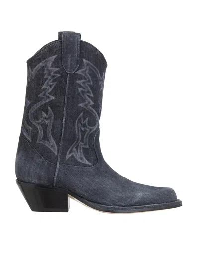 Vic Texan Ankle Boot In Denim In Navy