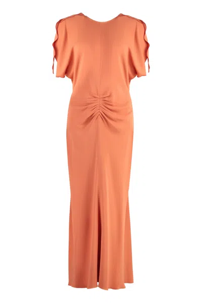 Victoria Beckham Orange Gathered Dress For Women From Ss24 Collection