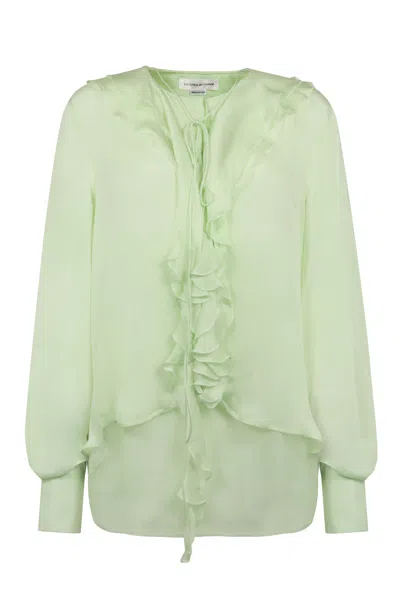 Victoria Beckham Silk Blouse In Green
