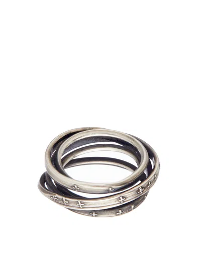 Werkstatt:münchen Men's Silver Crossed Ring In Gray