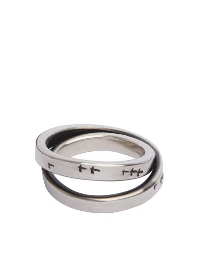 Werkstatt:münchen Silver Crossed Ring For Men In Gray