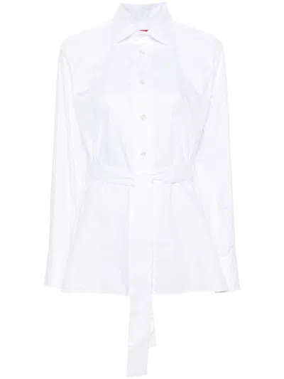 Wild Cashmere Detachable Tie-fastening Strap Shirt In White