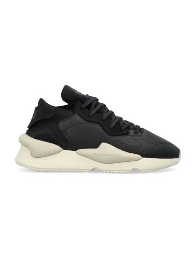 Y-3 Men's Black Leather Sneakers With Perforated Panels And Rubber Sole