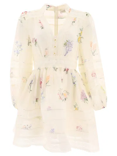 Zimmermann White Linen And Silk Dress For Women's Spring/summer Wardrobe