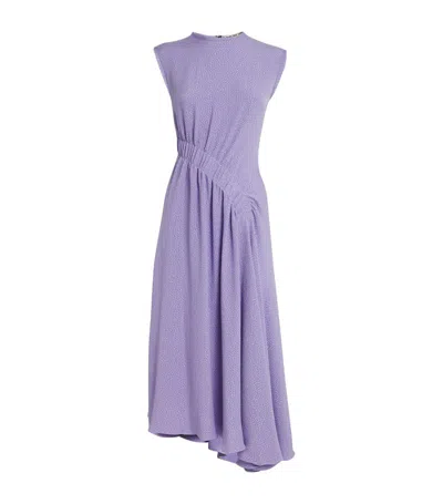 Edeline Lee Gathered Pina Midi Dress In Purple