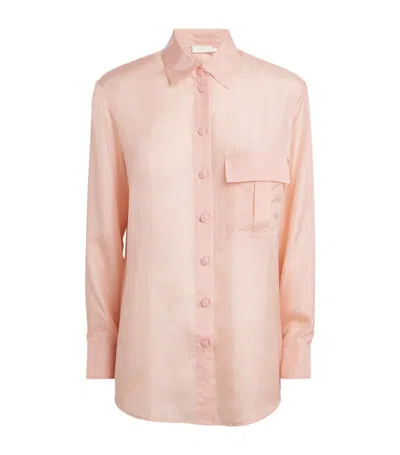 Zimmermann Silk Halliday Manstyle Shirt In Pink