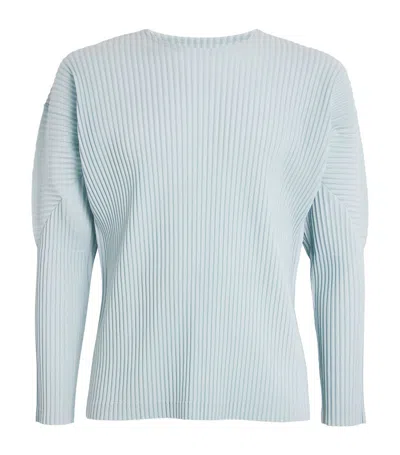 Issey Miyake Pleated Long-sleeve T-shirt In Blue