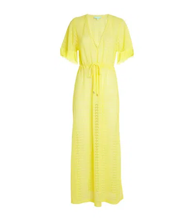 Melissa Odabash Fringed Crochet Midi Dress In Yellow