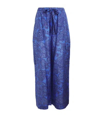 Zimmermann Silk Ottie Wide-leg Trousers In Blue