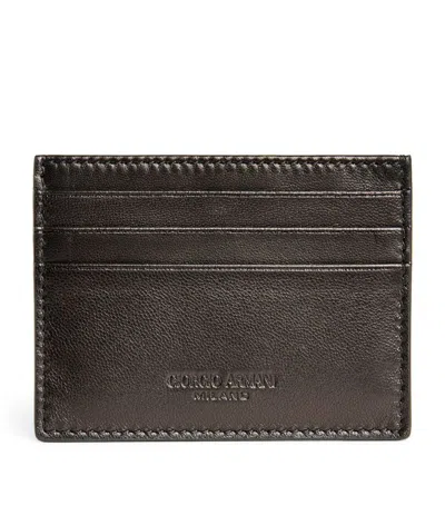 Giorgio Armani Leather Card Holder In Black