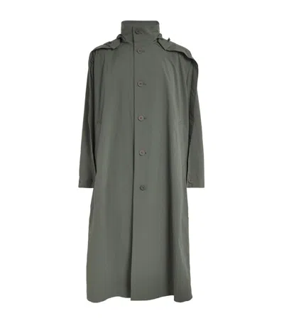 Issey Miyake Hooded Raincoat In Green