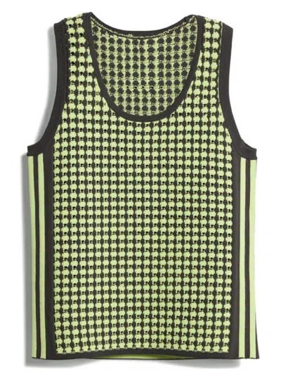 Adidas Originals Wales Bonner Slim-fit Open-knit Recycled Crochet-knit Tank Top In Green