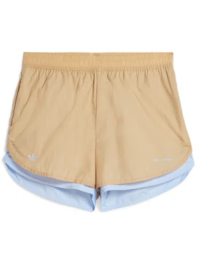 Adidas Originals Wales Bonner Logo-embroidered Layered Recycled-shell And Cotton Shorts In Brown