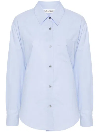 Our Legacy Contrast Striped Cotton Shirt In Blue