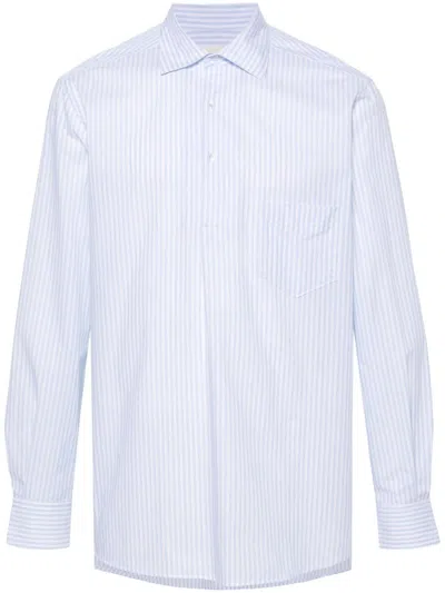 Manebi Striped Cotton Shirt In Blue