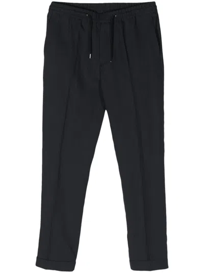 Paul Smith Drawstring-waistband Slim-cut Linen Trousers In Blue