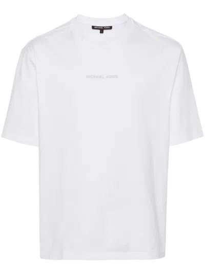 Michael Kors Logo-embroidered Cotton T-shirt In White