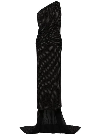 N°21 Ruched One-shoulder Midi Dress In Black