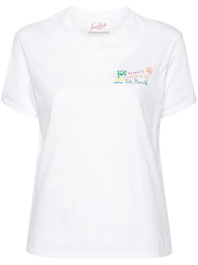 Mc2 Saint Barth Emilie Embroidered Cotton T-shirt In White