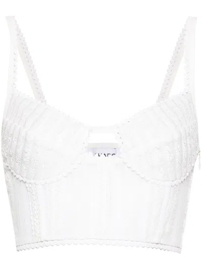 Charo Ruiz Doumy Lace Crop Top In White