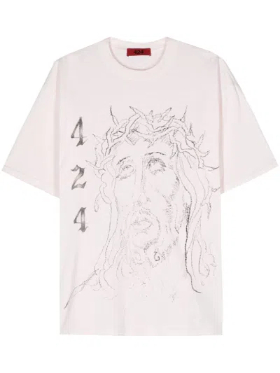 424 Sketch-print Cotton T-shirt In Pink