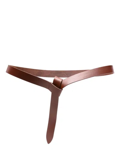 Alysi Loop-fastening Leather Belt In Brown