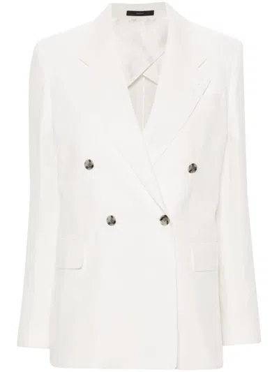Paul Smith Double-breasted Linen Blazer In White