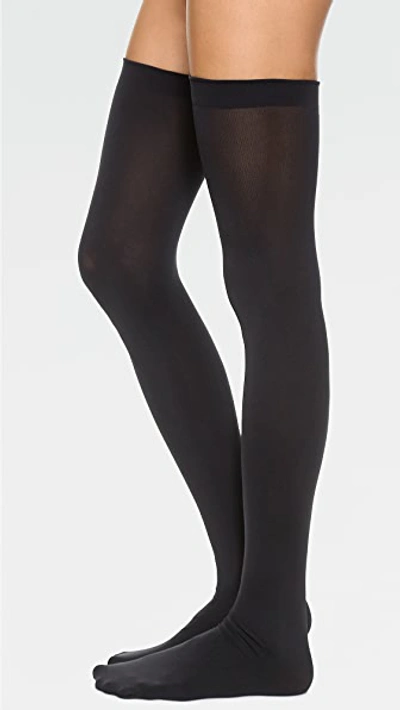 Wolford Black Fatal 80 Seamless Stay-up Thigh-high Socks