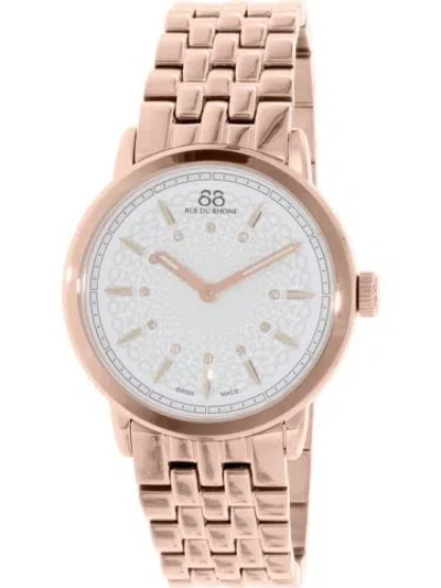 Pre-owned 88 Rue Du Rhone 87wa120013 Womens Casual Rose Gold Double 8 Origin Diamond Watch