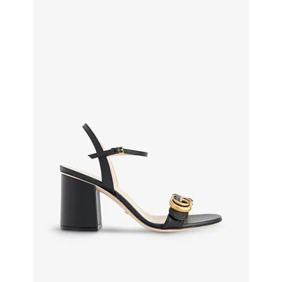 Gucci Gg Marmont Leather Heeled Sandals In Black  