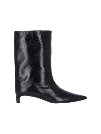 Jil Sander Leather Ankle Boots In Black  