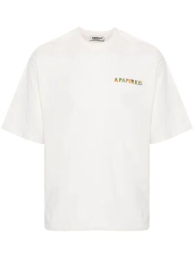 A Paper Kid Logo-print Cotton T-shirt In Cream