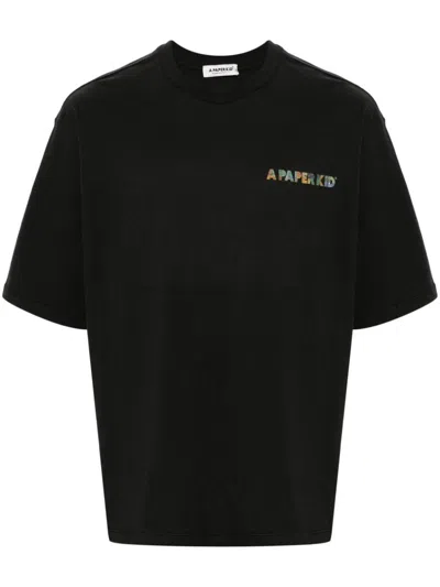 A Paper Kid Logo-print Cotton T-shirt In Black  