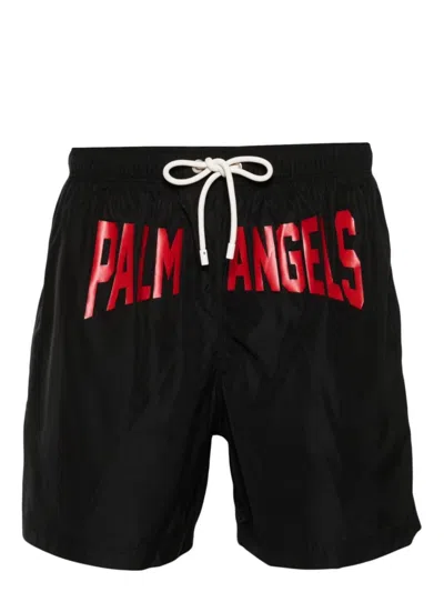 Palm Angels Pa City Logo-print Swim Shorts In Black  