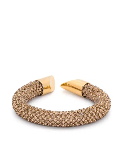 Rabanne Pixel Tube Bracelet With Crystals In Gold