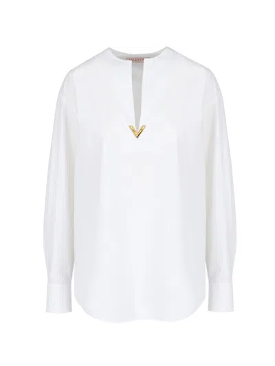 Valentino Cotton Poplin Top In White