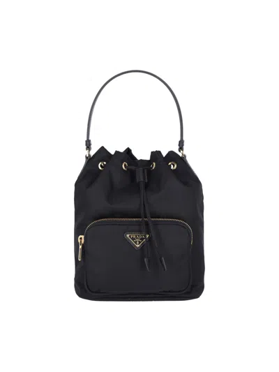 Prada 'duet' Shoulder Bag In Black  