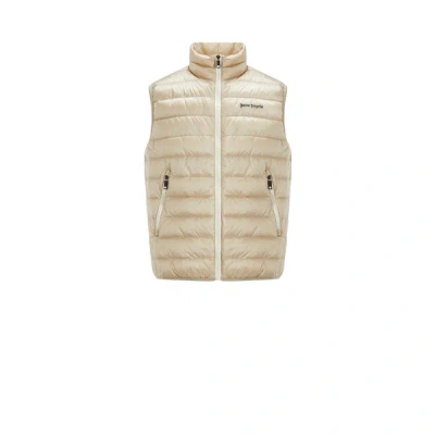 Palm Angels Beige Padded Gilet With Logo
