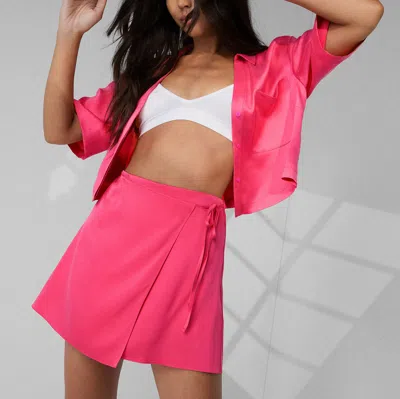 Lunya Washable Silk Wrap Sleep Skirt In Rapturous Flamingo