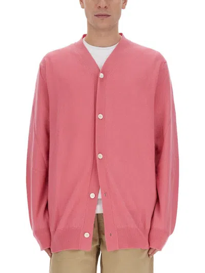 Comme Des Garçons Wool Cardigan In Pink